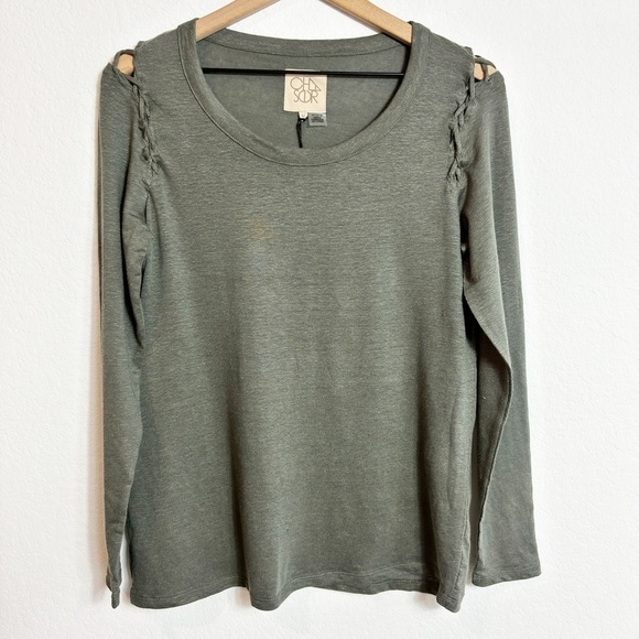 Chaser Tops - CHASER GREEN LONG SLEEVE WOMEN TOP SIZE MEDIUM DETAIL ON SHOULDERS NEW WITH TAG